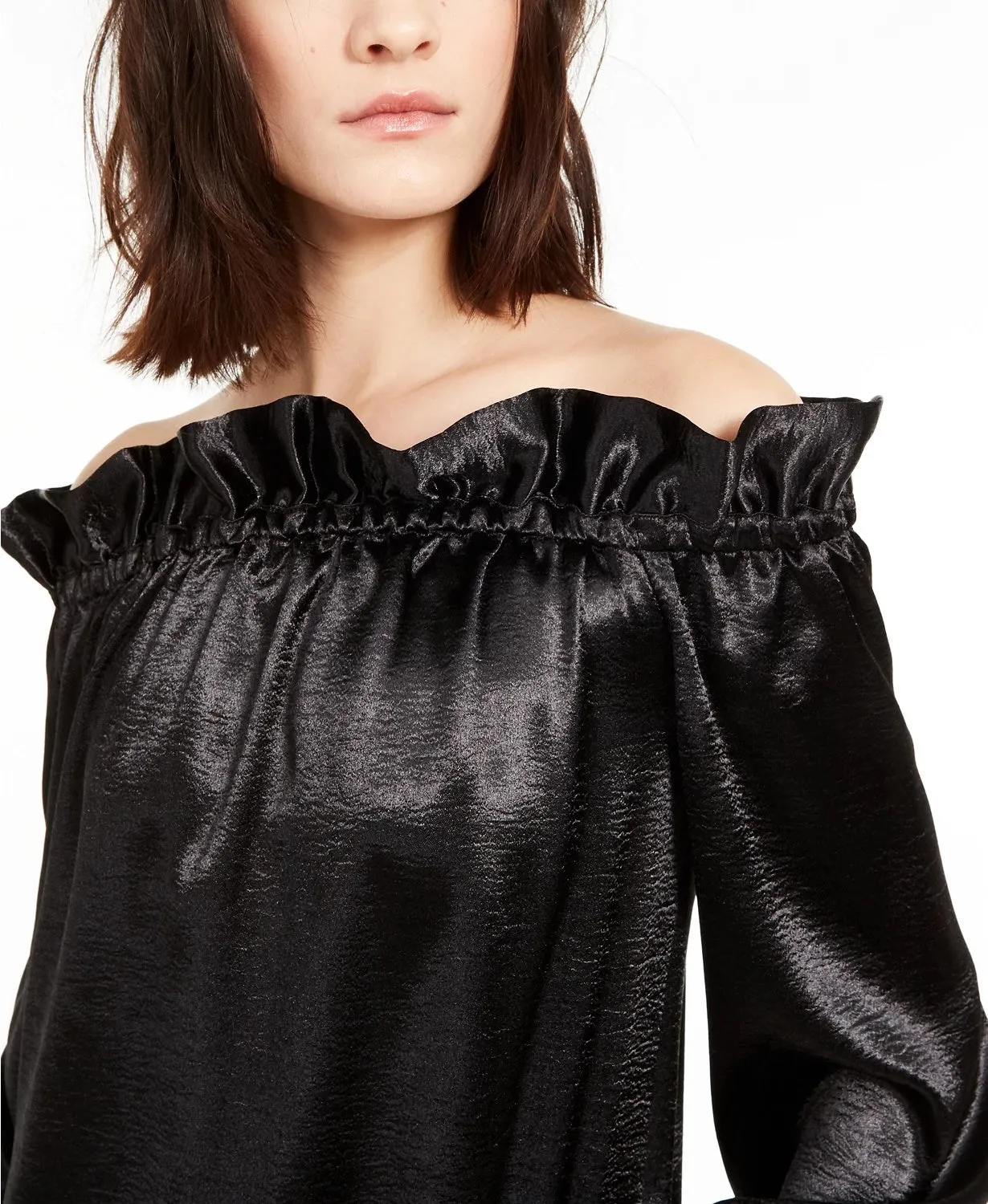 Michael Kors Women's Ruffled Satin Long Sleeve Black Size X-Large sold by Ruumur product image thumbnail 3