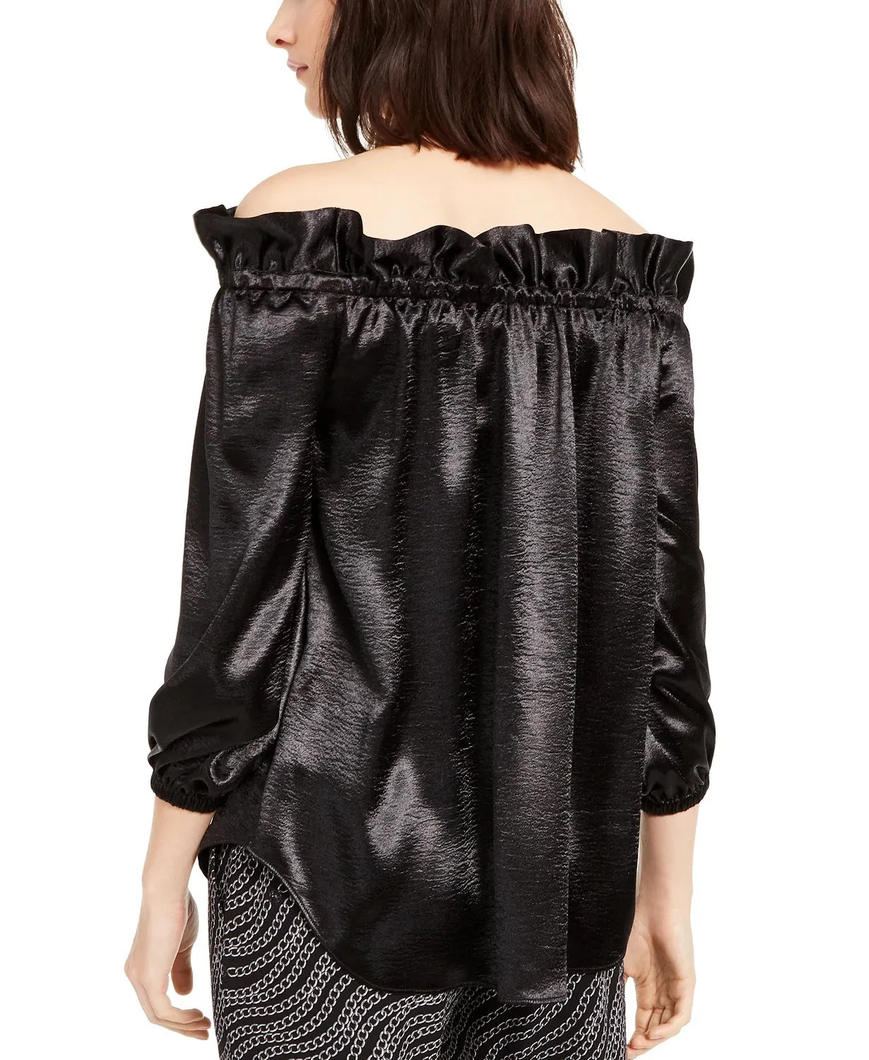 Michael Kors Women's Ruffled Satin Long Sleeve Black Size X-Large sold by Ruumur product image thumbnail 2