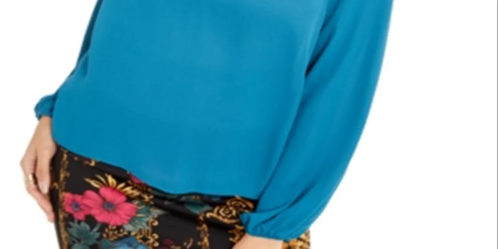 Thalia Sodi Women's Twist Neck Cutout Top Blue Size X-Small sold by Ruumur product image thumbnail 3