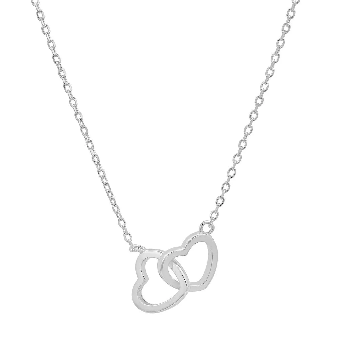 Sterling Silver Interlocking Love Heart Necklace sold by Ruumur
