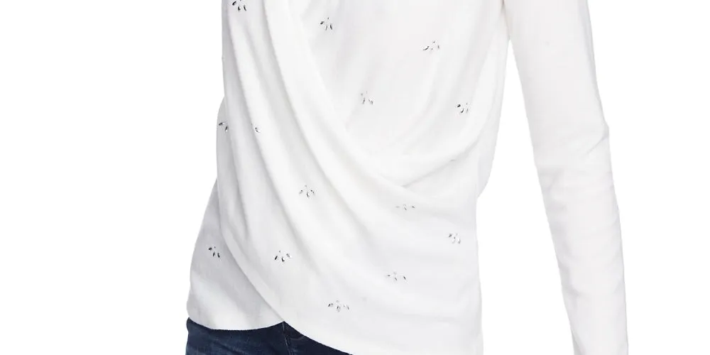 1.STATE Women's Embellished Cross Front Top Ivory Natural Size X-Large sold by Ruumur product image thumbnail 3