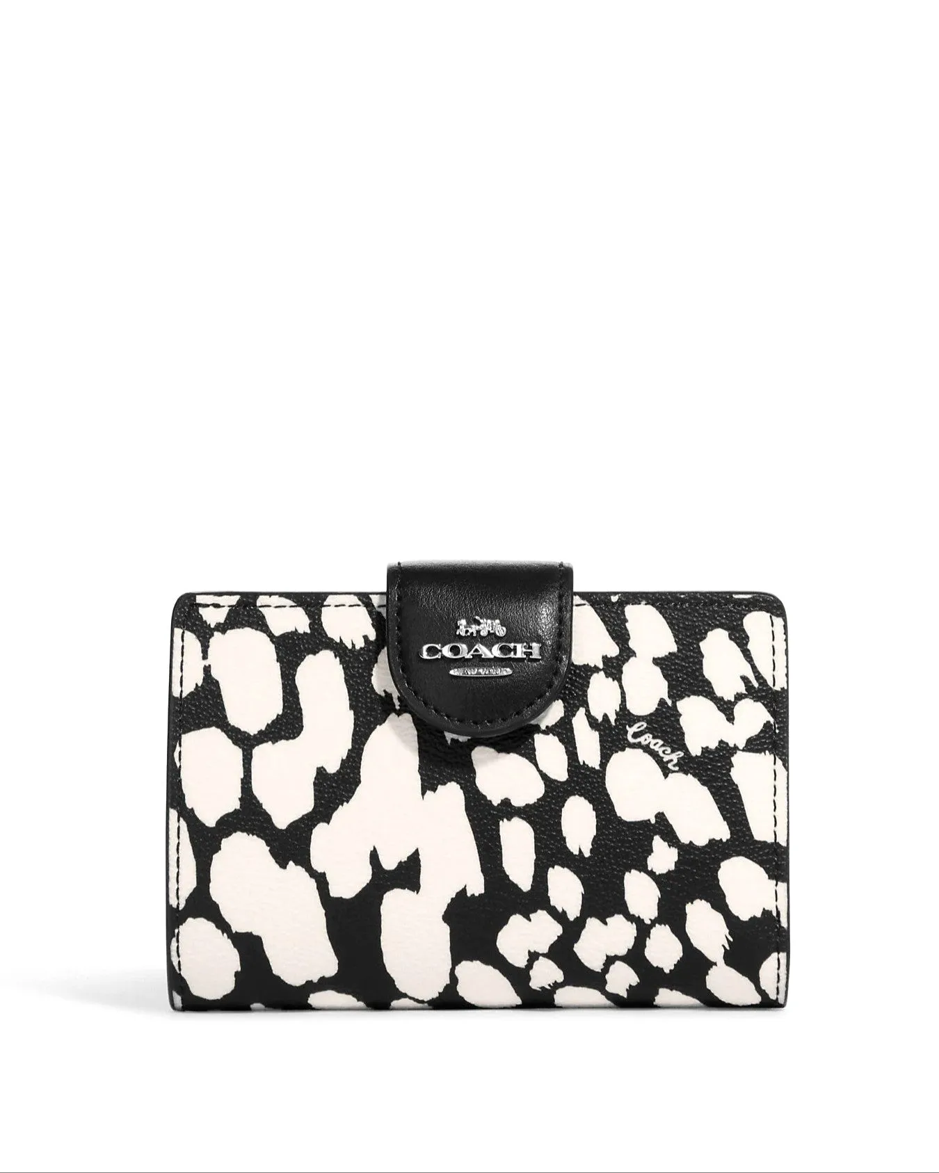 Coach Women's Black & Chalk Multi Medium Corner Zip Wallet With Spotted Animal Print sold by Ruumur