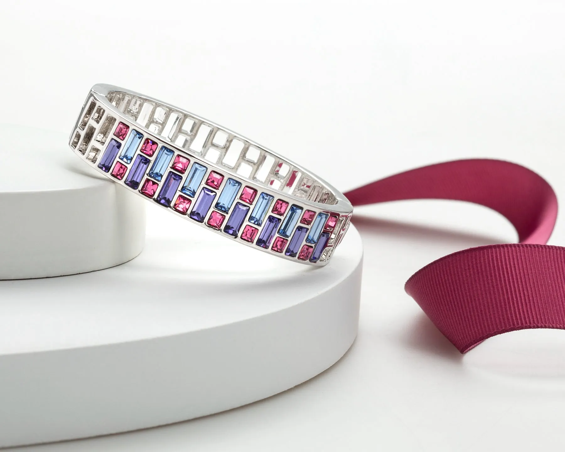 Geometric Cutout Bangle With Swarovski sold by Ruumur