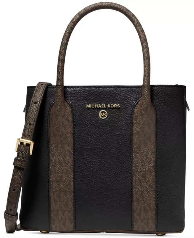 Michael Kors Women's Black Signature Austin Leather Messenger Bag sold by Ruumur