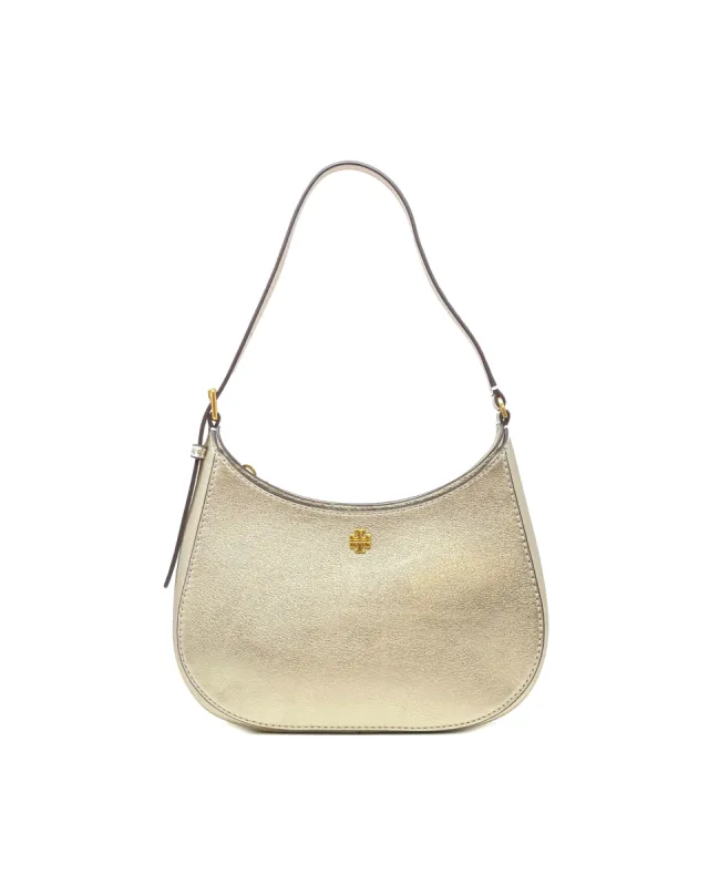 Tory Burch White Gold Emerson Metallic Zip Shoulder Bag sold by Ruumur