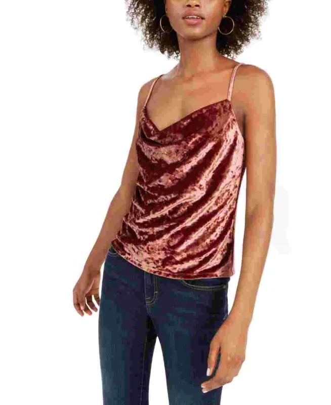 Leyden Women's Cowlneck Velvet Tank Top Pink Size Large sold by Ruumur