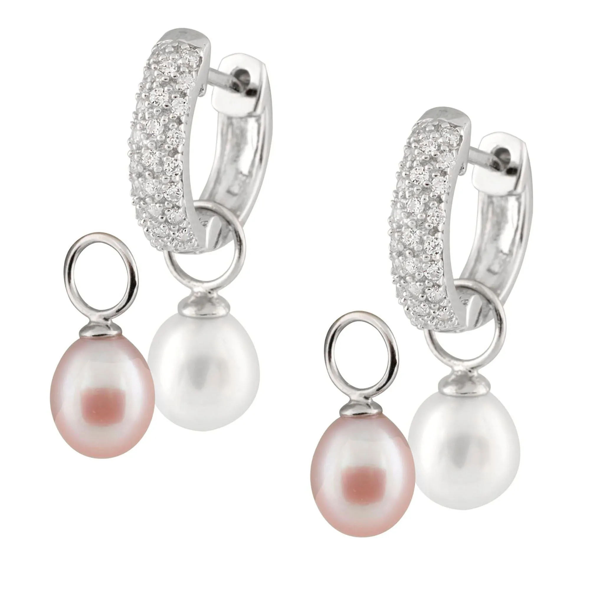 Splendid Pearls Sterling Silver Pearl Earrings ESR-77WP sold by Ruumur