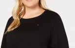 Tommy Hilfiger Women's Color Block 3/4 Sleeve Jewel Neck Top Black Size 1X sold by Ruumur