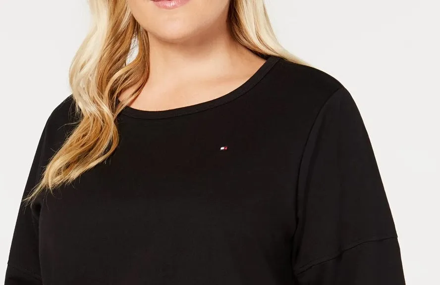 Tommy Hilfiger Women's Color Block 3/4 Sleeve Jewel Neck Top Black Size 1X sold by Ruumur product image thumbnail 3