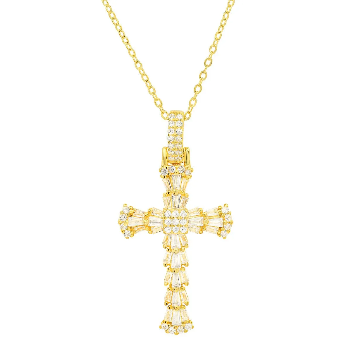 Sterling Silver Baguette-cut CZ Cross Pendant sold by Ruumur product image thumbnail 2