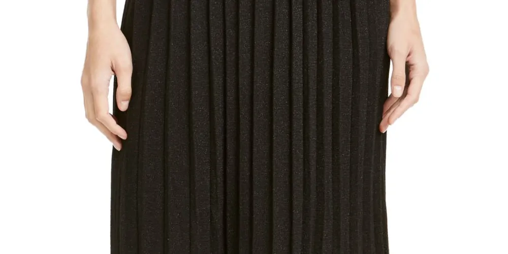 Anne Klein Women's Glitter Knee Length Pleated Skirt Black Size Small sold by Ruumur product image thumbnail 3