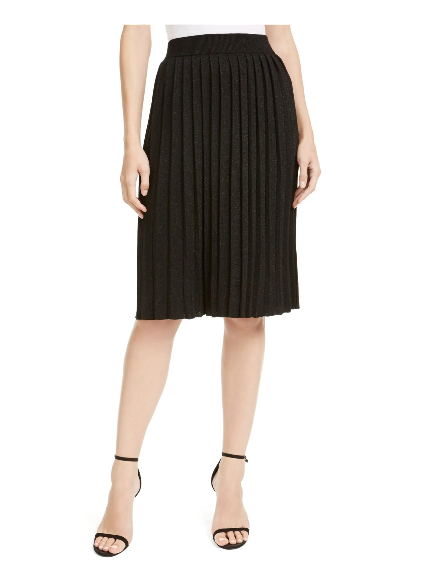 Anne Klein Women's Glitter Knee Length Pleated Skirt Black Size Small sold by Ruumur