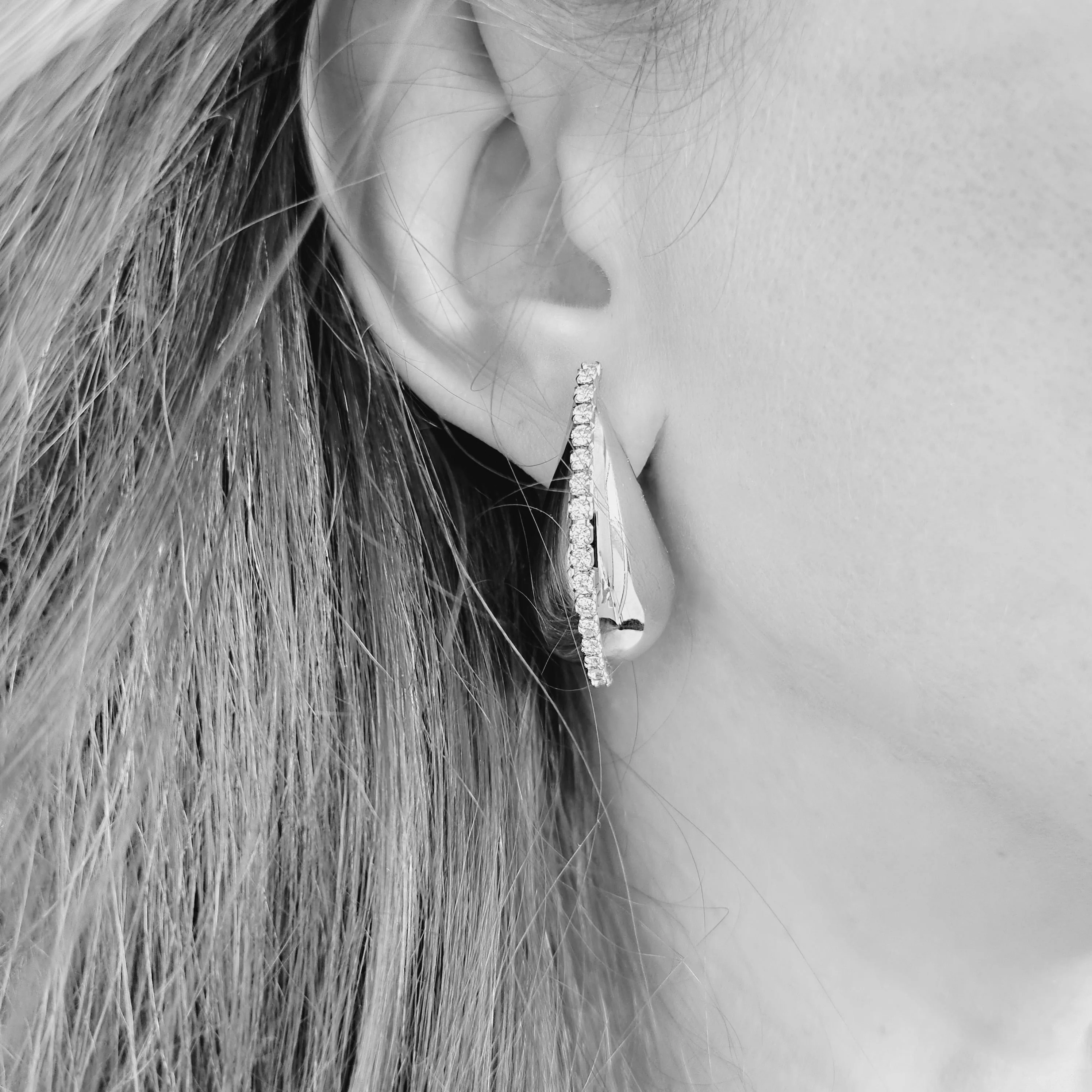 Water Drop Hollow CZ Stud Hypoallergenic Earrings sold by Ruumur