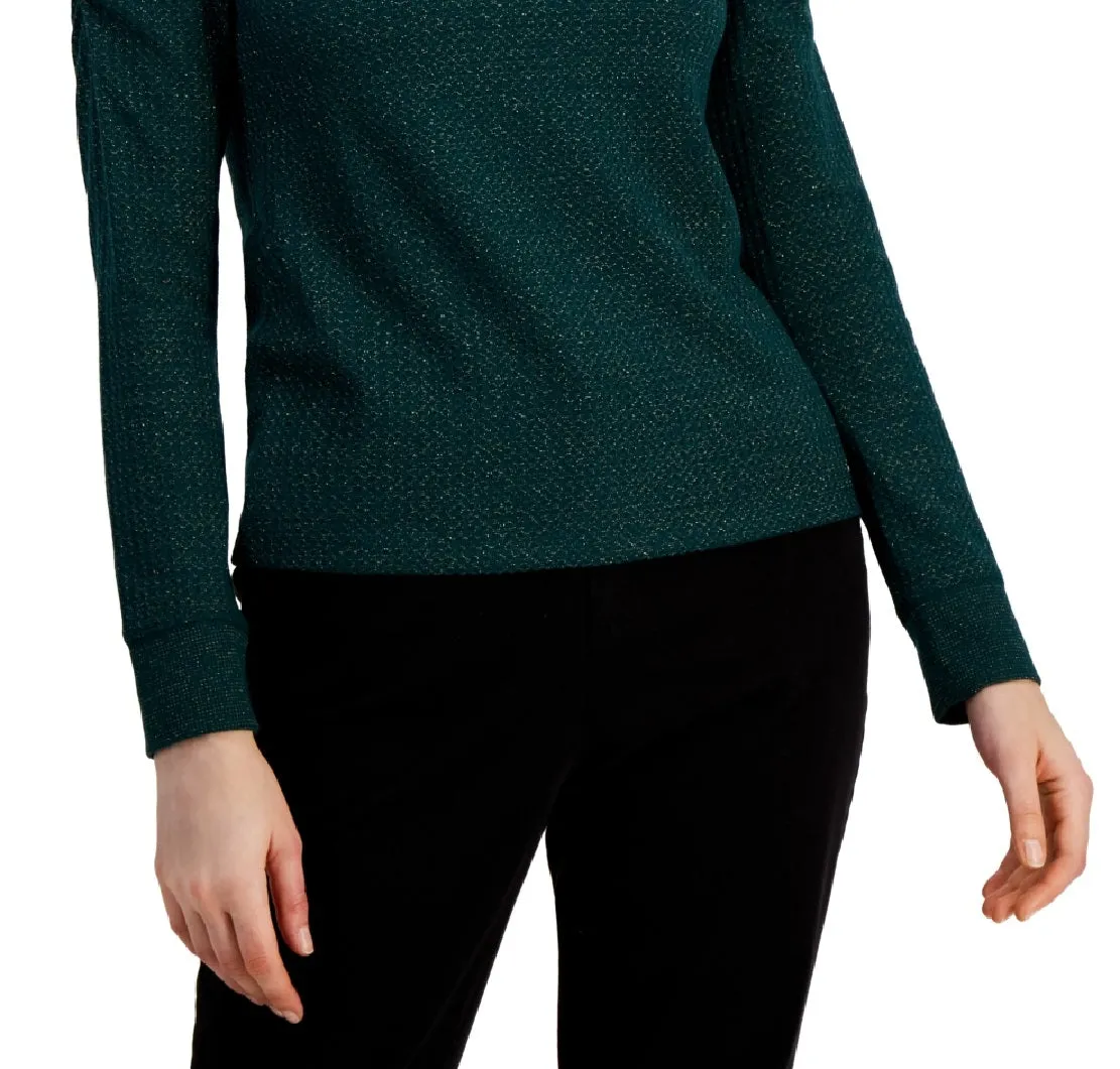 Tommy Hilfiger Women's Metallic Waffled Cold Shoulder Shirt Green sold by Ruumur product image thumbnail 3