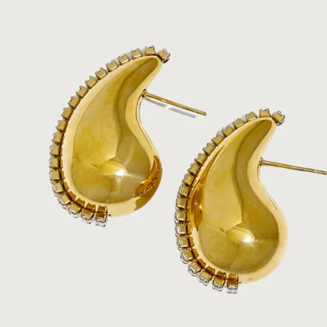 Water Drop Hollow CZ Stud Hypoallergenic Earrings sold by Ruumur product image thumbnail 5