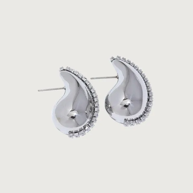Water Drop Hollow CZ Stud Hypoallergenic Earrings sold by Ruumur product image thumbnail 2