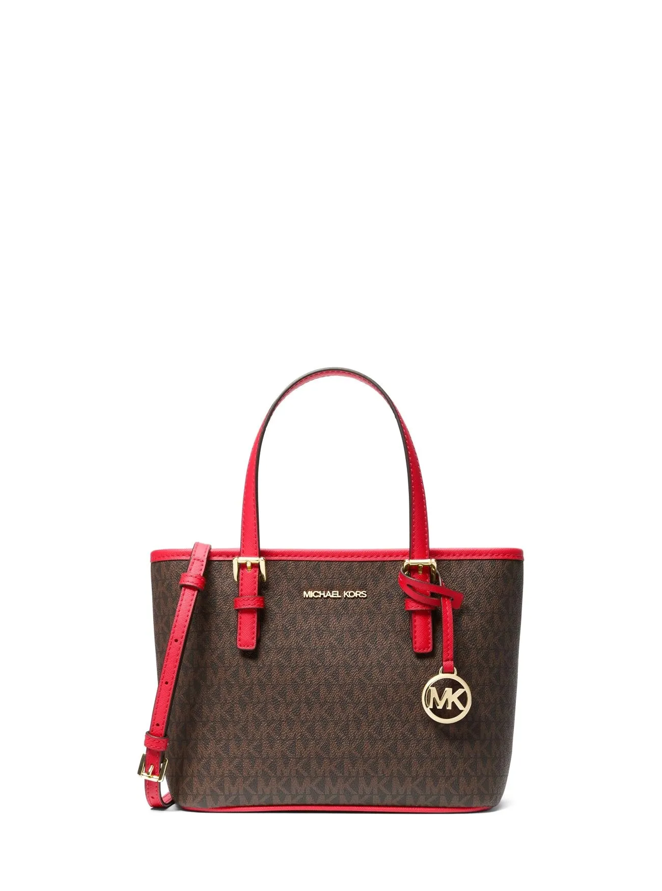 Michael Kors Women's Dark Sangria Jet Set Travel Extra-Small Logo Top-Zip Tote Bag sold by Ruumur