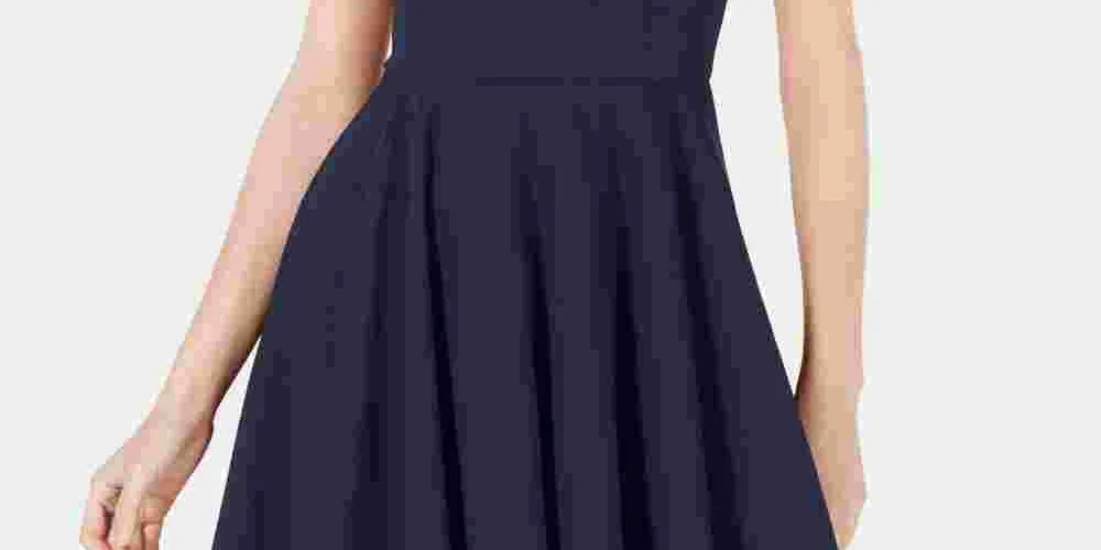 B Darlin Women's Navy Cut Out Sleeveless V Neck Above The Knee Fit + Flare Dress Navy size 13\14 sold by Ruumur product image thumbnail 3
