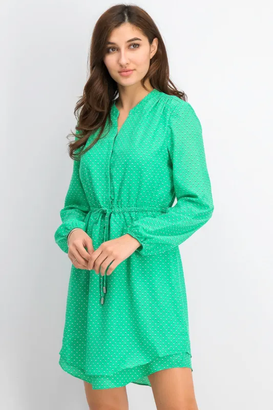 Maison Jules Women's Printed Drawstring Dress Bright Green Size Small sold by Ruumur