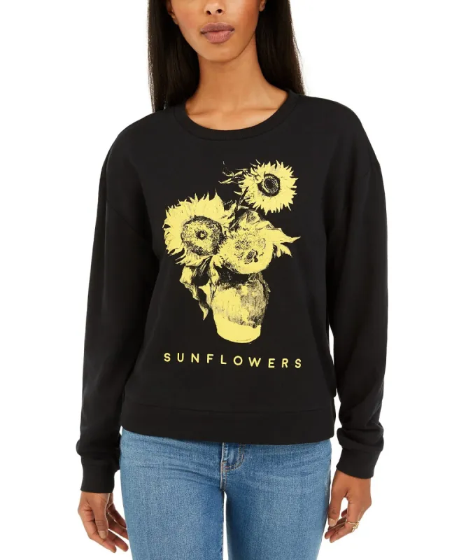 Mad Engine Women's Juniors' Sunflower Graphic-Print T-Shirt Black Size Extra Large sold by Ruumur