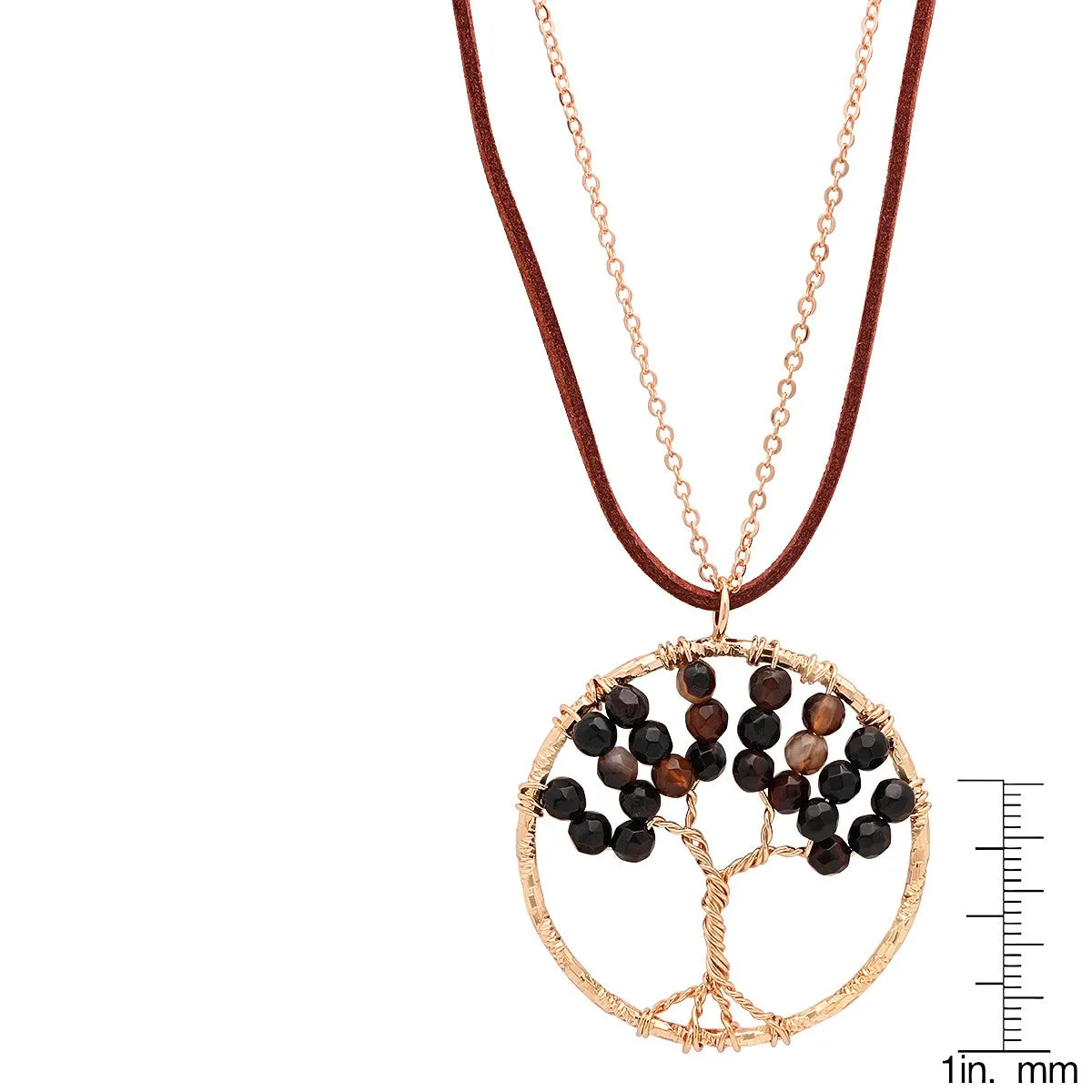 SteelTime Women's Brass Black Agate Tree Of Life Necklace With Brown Velvet sold by Ruumur product image thumbnail 3