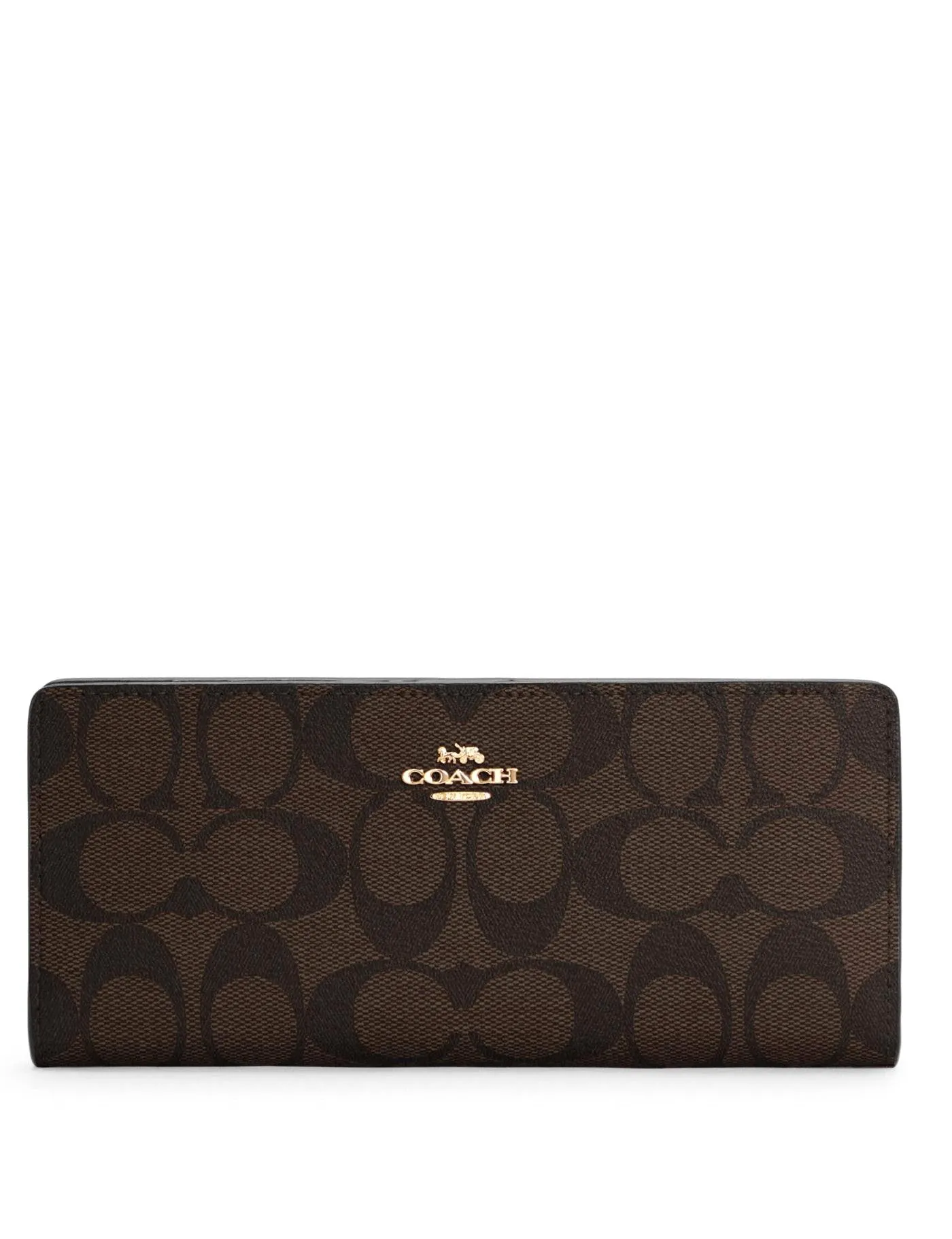 Coach Women's Brown & Black Slim Wallet In Signature Canvas sold by Ruumur