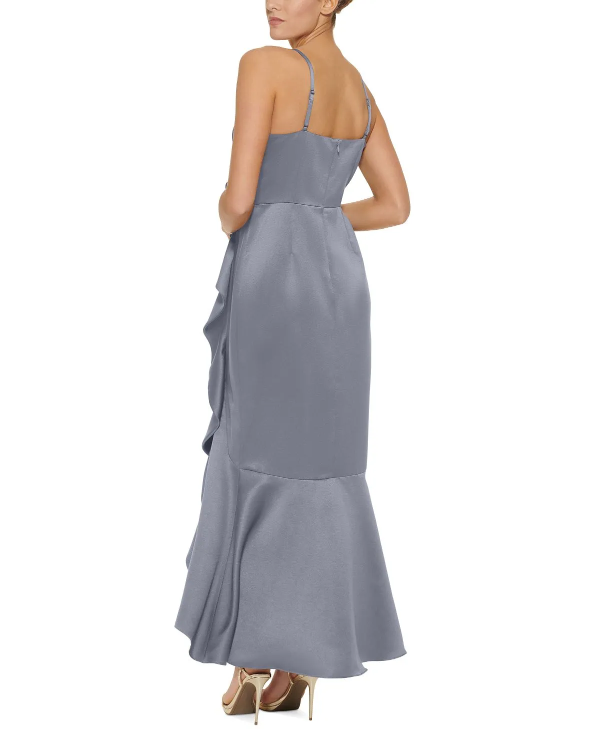 DKNY Women's Ruffled Satin Gown Blue Size 2 sold by Ruumur product image thumbnail 2