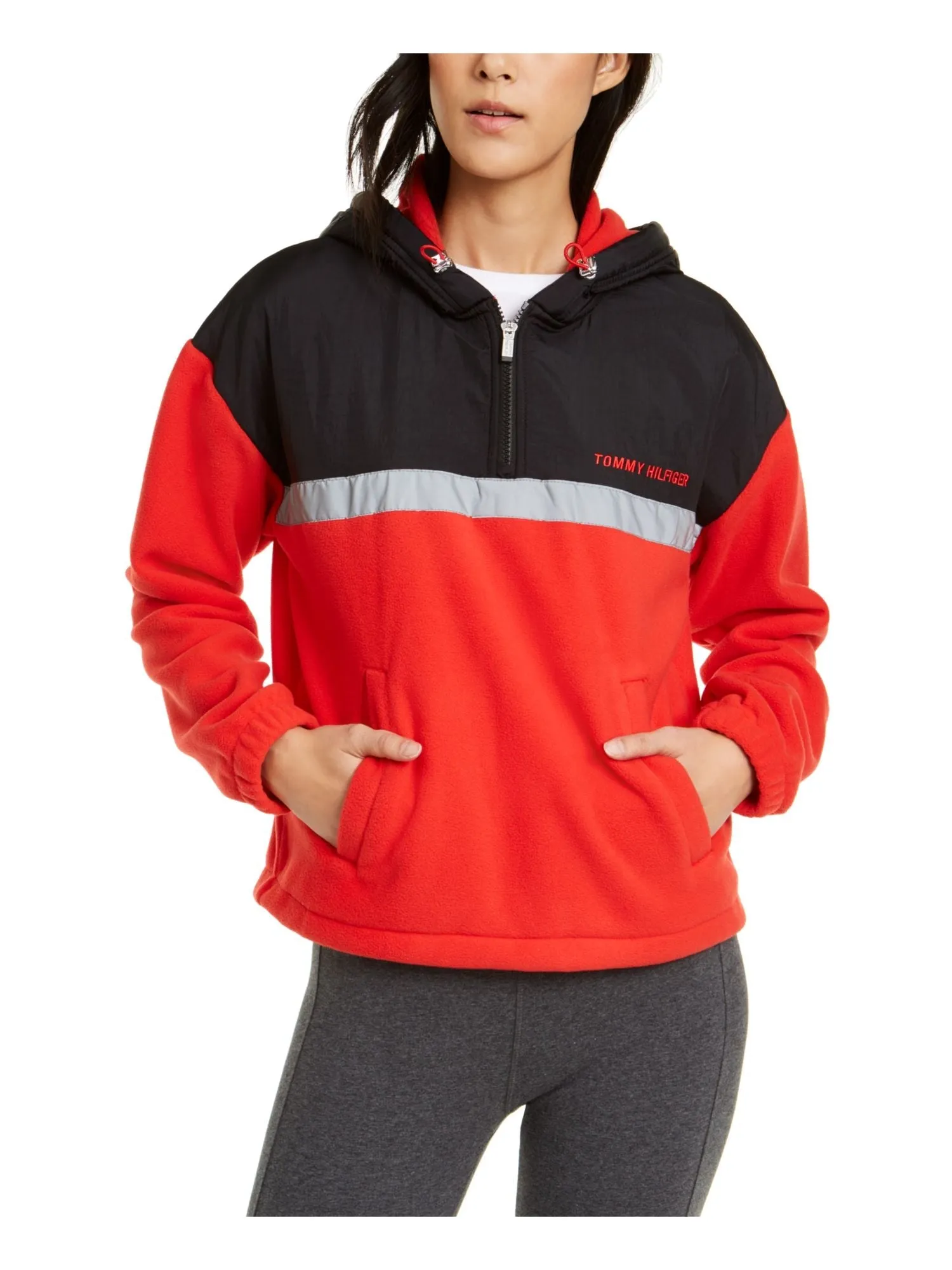 Tommy Hilfiger Women's Polar Fleece Half Zip Hoodie Red Size X-Small sold by Ruumur
