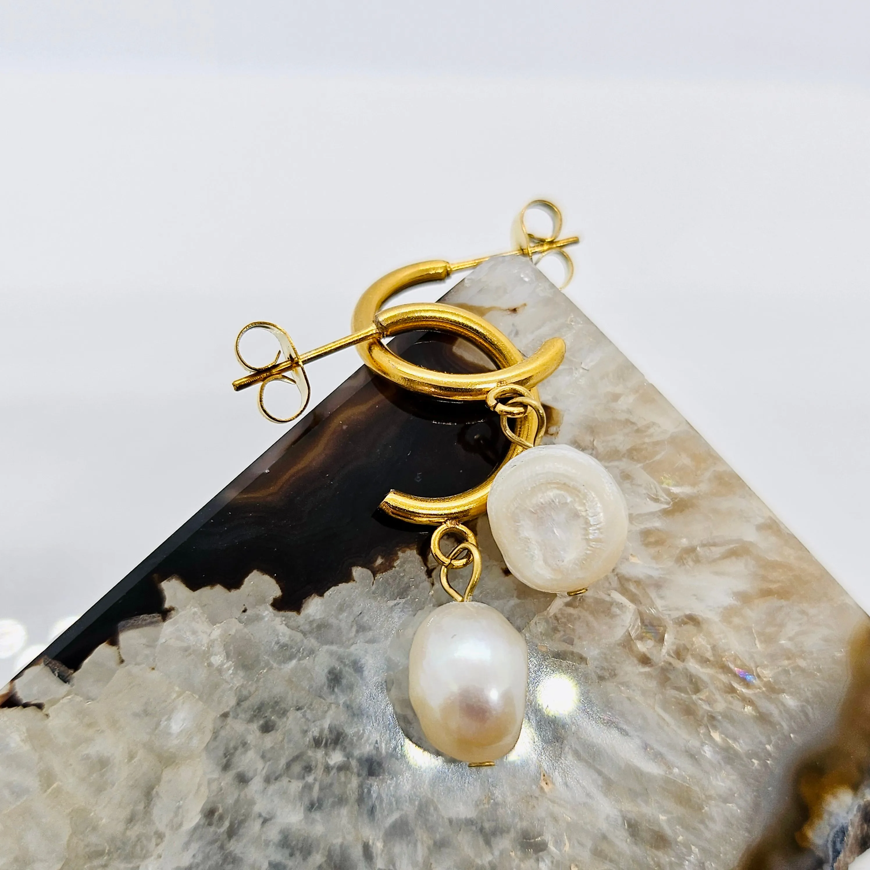 Natural Freshwater Pearl Hypoallergenic Earrings sold by Ruumur