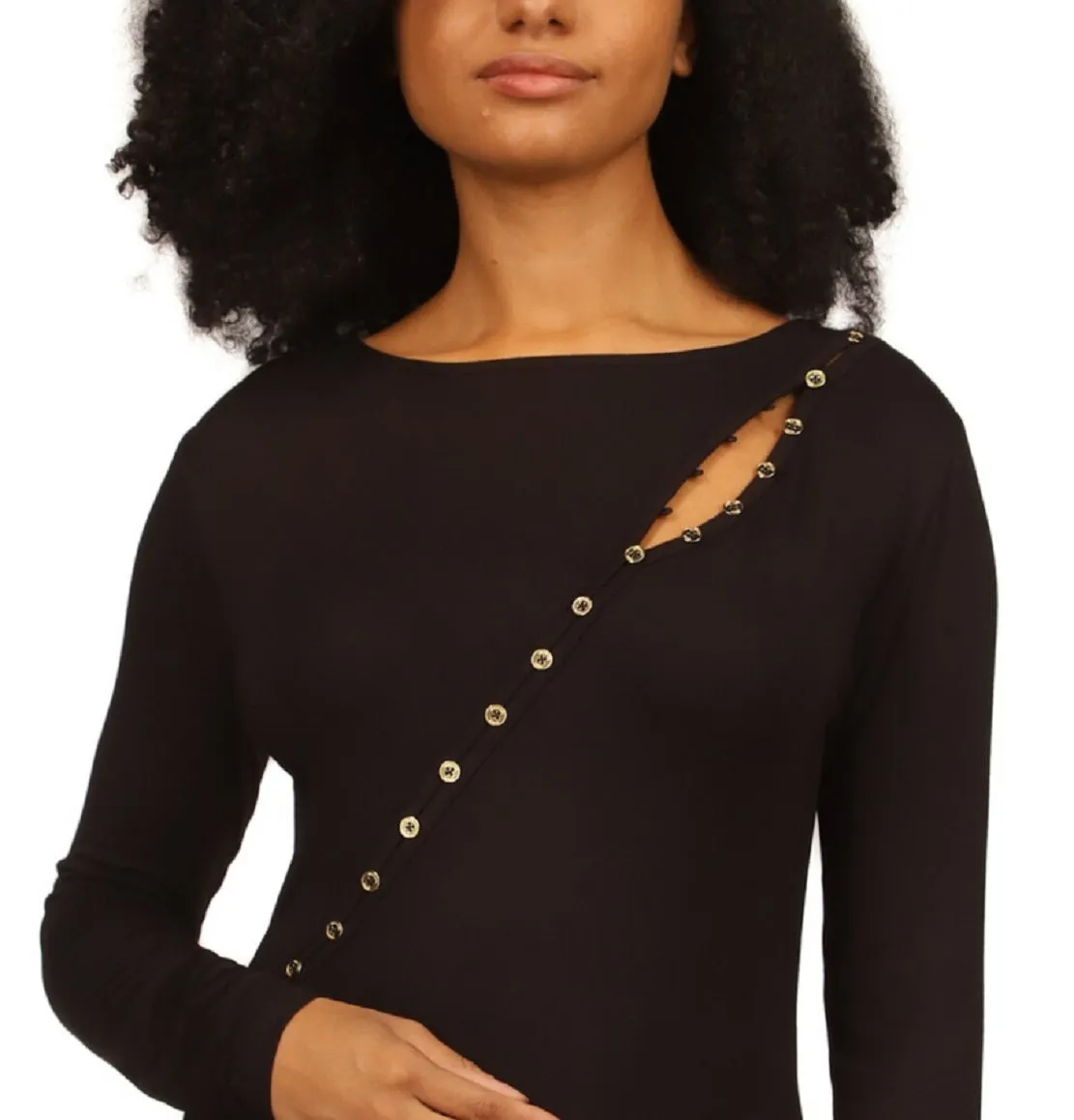 Michael Kors Women's Asymmetrical Button Front Knit Top Black sold by Ruumur product image thumbnail 3