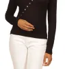 Michael Kors Women's Asymmetrical Button Front Knit Top Black sold by Ruumur