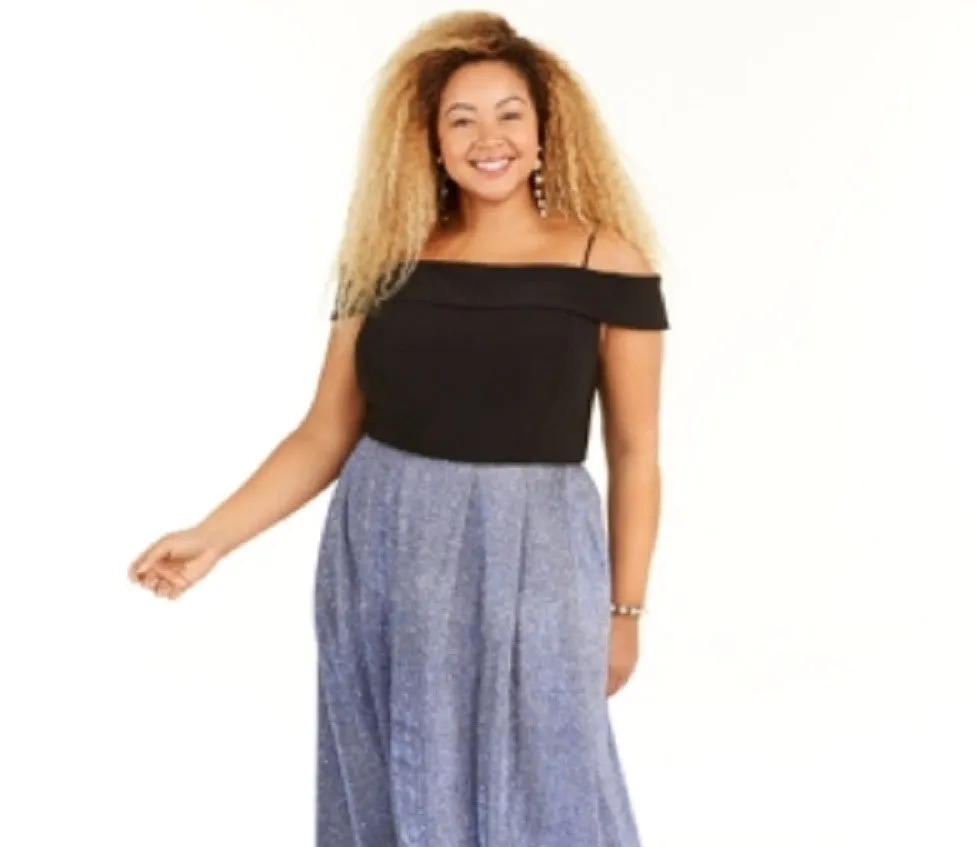 Morgan & Co Women's Trendy Plus Cold Shoulder Dress Black Size 16W sold by Ruumur product image thumbnail 2