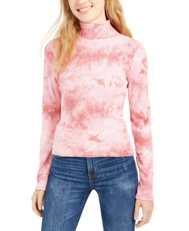 Planet Gold Women's Juniors' Tie-Dye Mock Neck Top Pink Size Extra Large sold by Ruumur