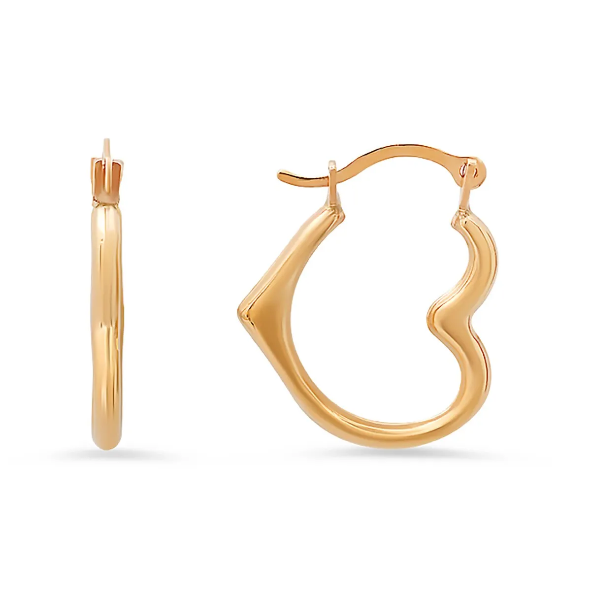 10k Yellow Gold Heart Shaped Huggy Hoop Earrings sold by Ruumur