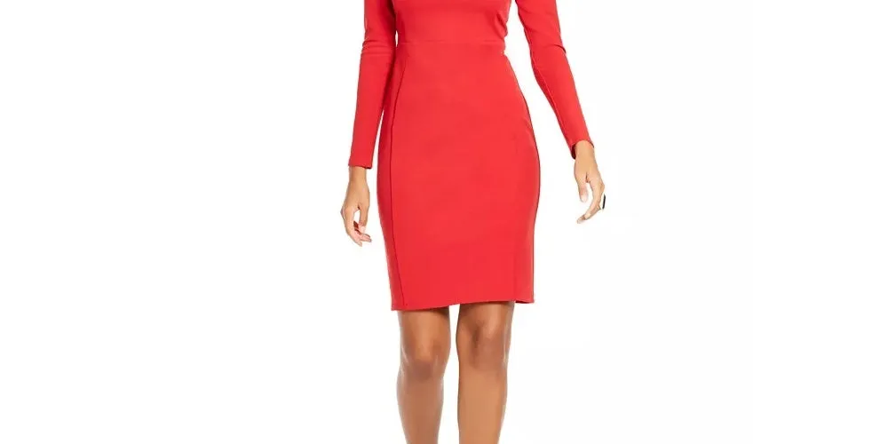 Thalia Sodi Women's Notched-Neck Sheath Dress Bright Red Size X-Large sold by Ruumur product image thumbnail 2
