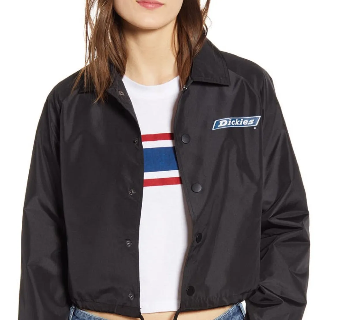 Dickies Women's Logo Crop Windbreaker Jacket Black Size X-Large sold by Ruumur product image thumbnail 3
