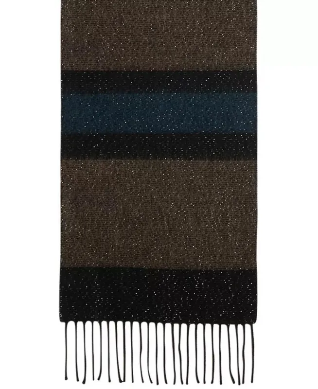 Steve Madden Women's Lurex Striped Muffler Scarf Black One Size sold by Ruumur