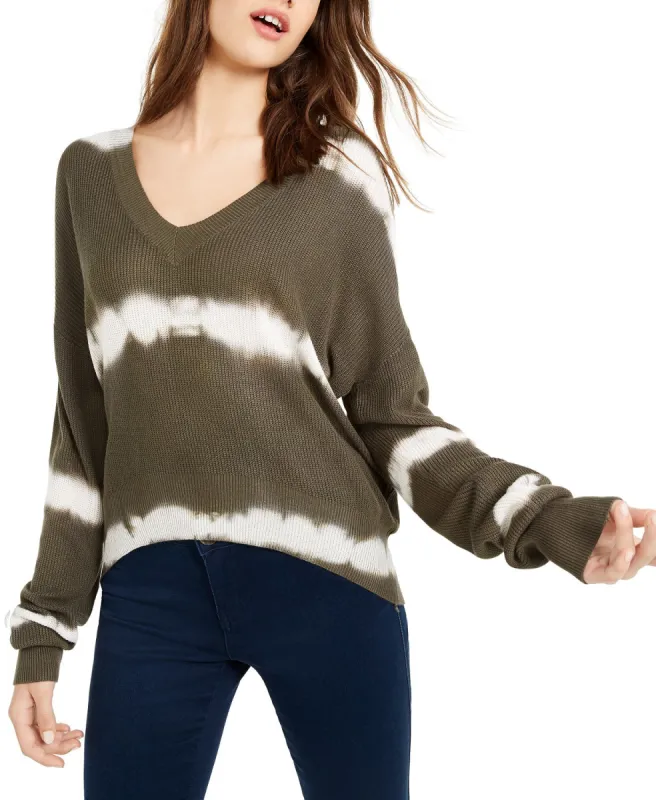 Crave Fame Juniors' Women's Tie-Dyed Pullover Sweater Green Size Large sold by Ruumur