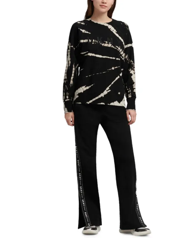 DKNY Women's Sport Logo Tie Dye Sweatshirt Black Size Small sold by Ruumur