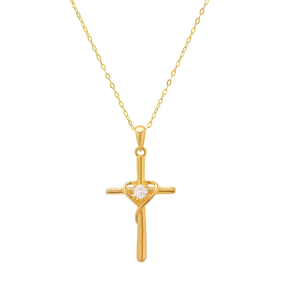 Sterling Silver CZ Cross Heart Pendant sold by Ruumur product image thumbnail 2