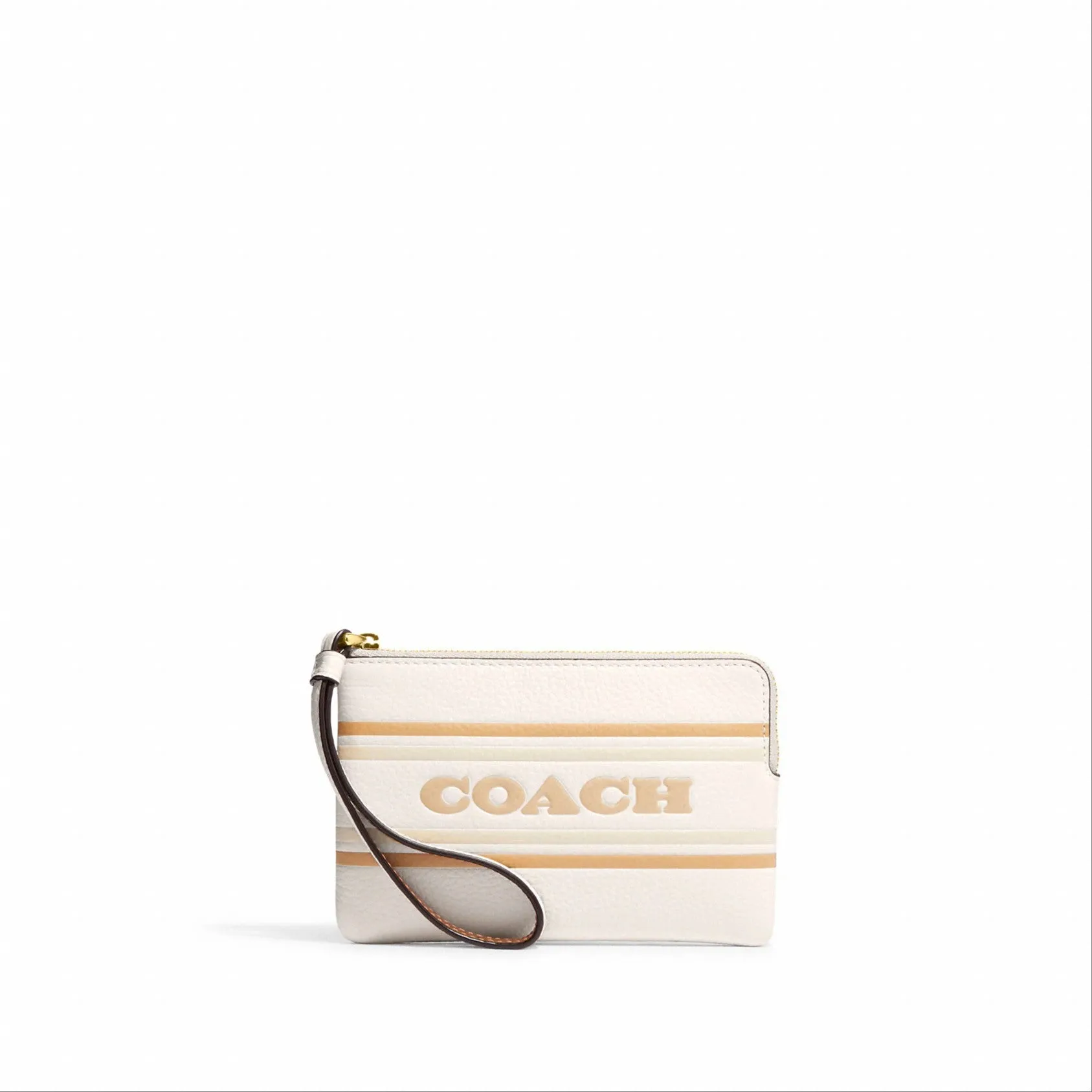 Coach Corner Zip Wristlet With Coach Stripe sold by Ruumur