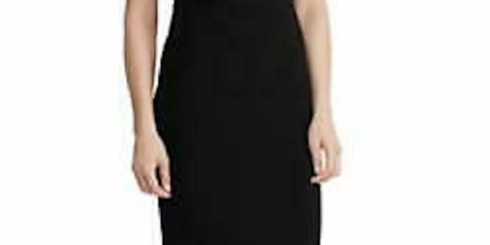 Ralph Lauren Women's Black Embellished Sleeveless Asymmetrical Neckline Below The Knee Body Con Cocktail Dress Black Size 8 sold by Ruumur product image thumbnail 3