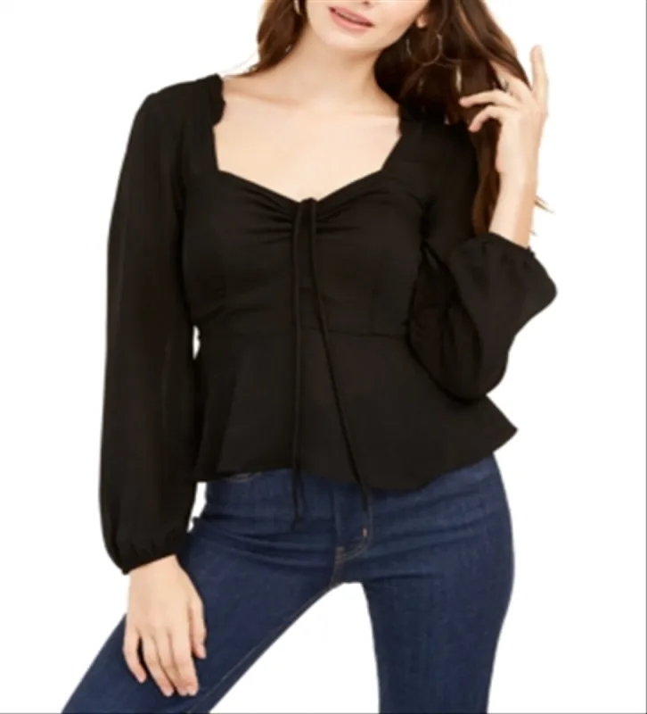 Ash & Violet Women's Solid Cinch Front Top Black sold by Ruumur