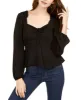 Ash & Violet Women's Solid Cinch Front Top Black sold by Ruumur