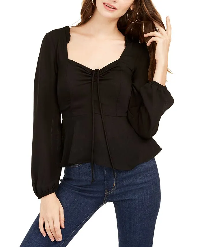 Ash & Violet Women's Solid Cinch Front Top Black sold by Ruumur product image thumbnail 5