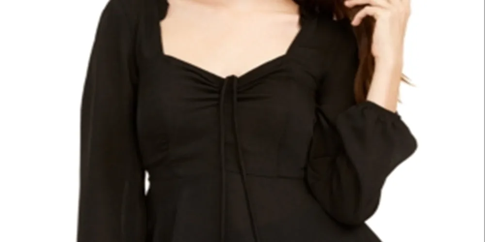 Ash & Violet Women's Solid Cinch Front Top Black sold by Ruumur product image thumbnail 2