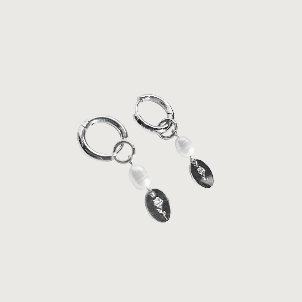 Convertible Natural Pearl Flower Drop Hypoallergenic Earrings sold by Ruumur product image thumbnail 2