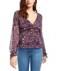 Q & A Women's Ruffle V Neck Blouse Purple Size Large sold by Ruumur