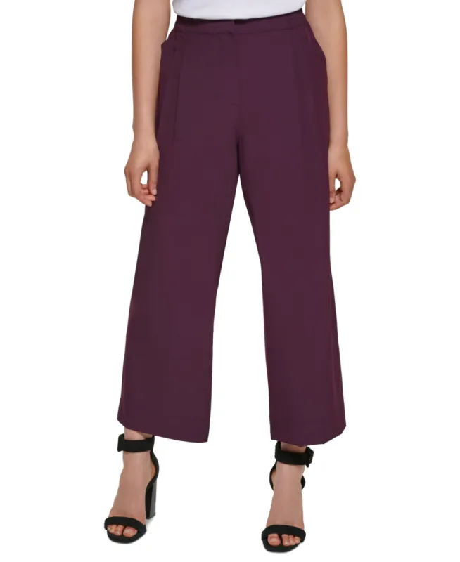 Calvin Klein Women's Wide Leg Cropped Pants Purple Size Small sold by Ruumur