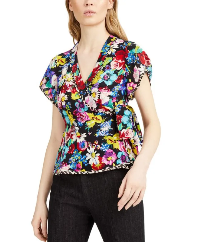 Nanette Lepore Women's Bouquet Wrap Top Black Size 4 sold by Ruumur